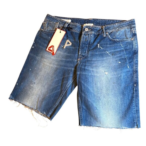 Cycle Denim Womens Distressed Paint Splatter Cut Off Shorts Baggy Size 29 Luxury - Picture 1 of 11